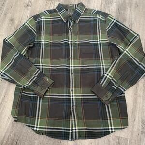 Eddie Bauer Flannel Shirt Mens Sz Large Green Plaid Classic Fit Cotton